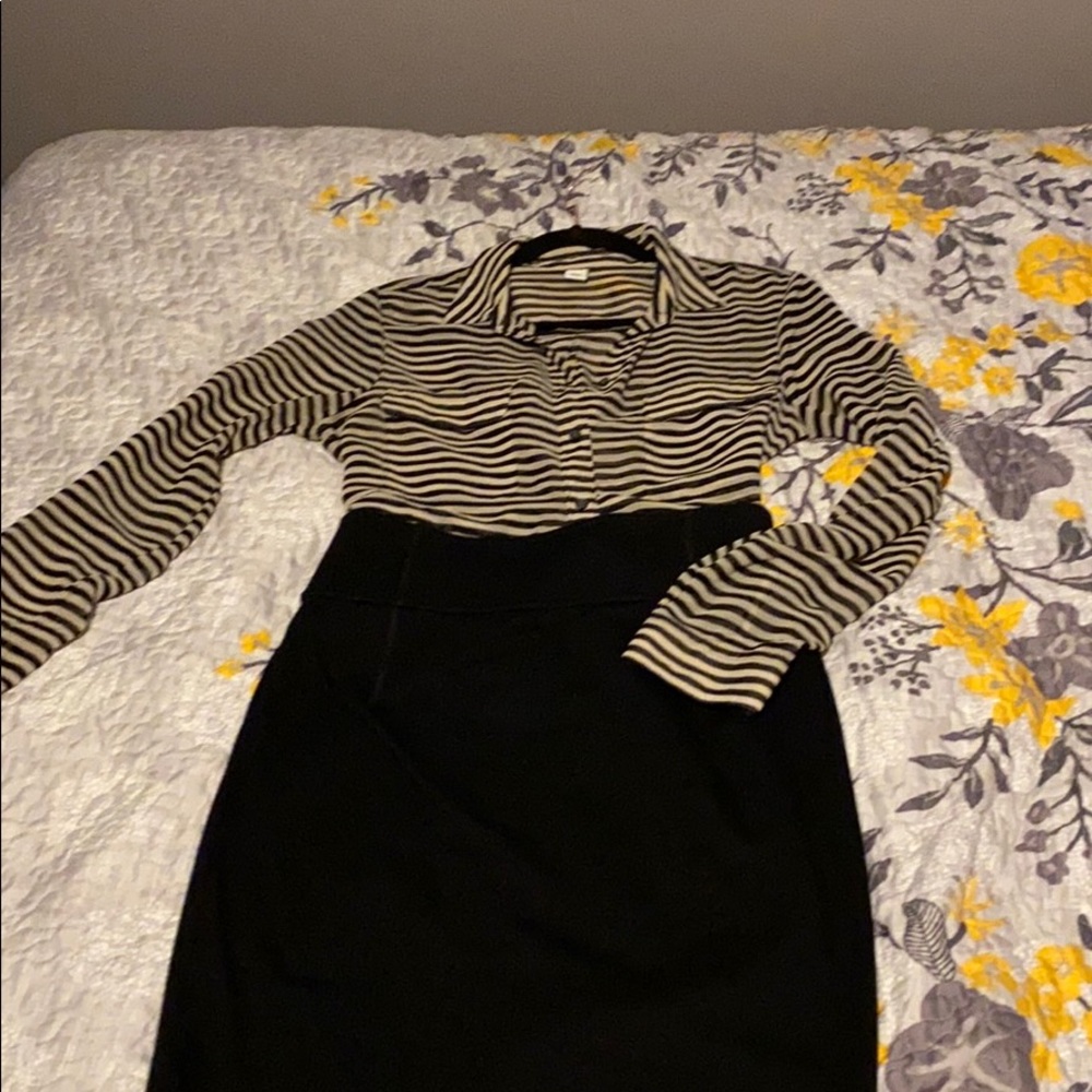 Black and cream pinstripe button down shirt